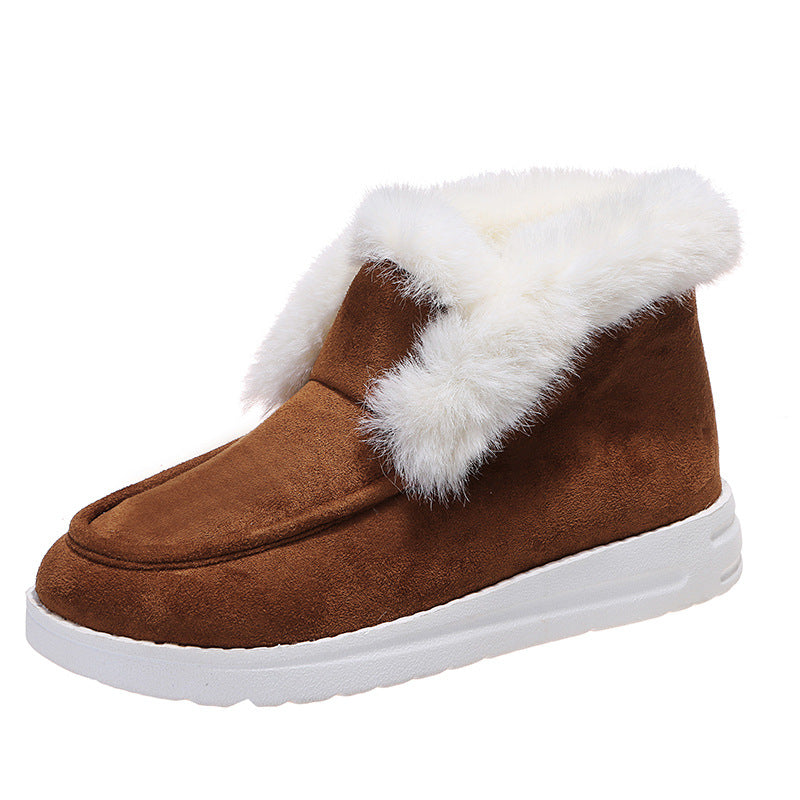 Women's black plush-lined winter ankle boots