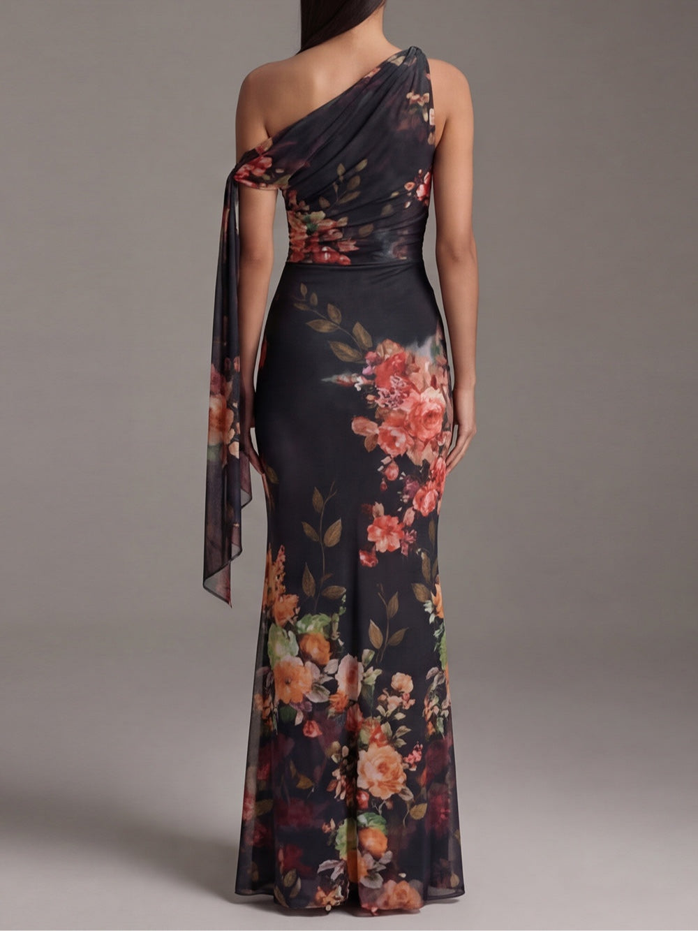 Halcyon | Women's Sheath One-Shoulder Sleeveless Floral Dress