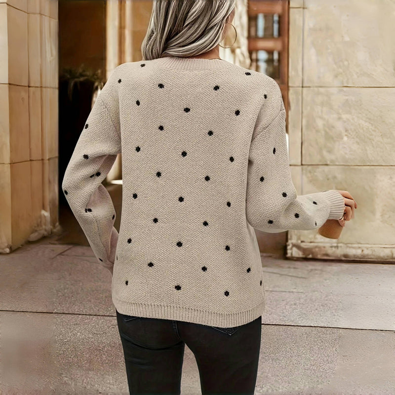 Rayna | Women's Polka Dot Crew Neck Knit Sweater