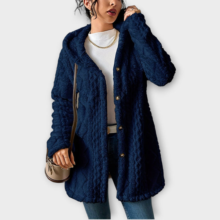 Women's textured winter hoodie jacket with attached hood