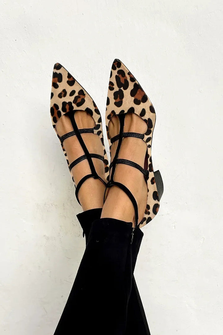 Vivienne | Leopard Strap Ballet Heels