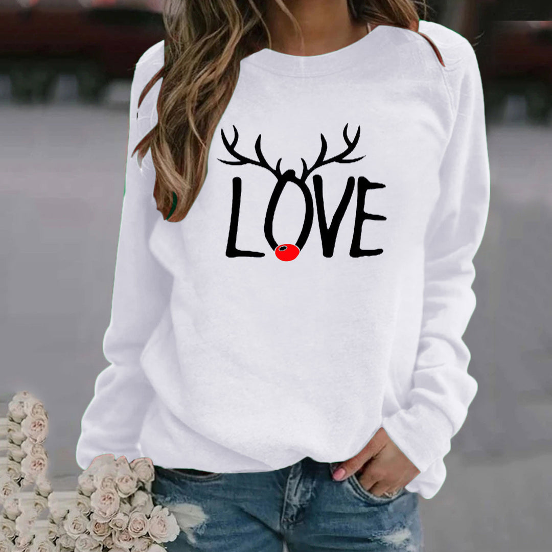 Women's Christmas pattern printed sweater with long sleeves