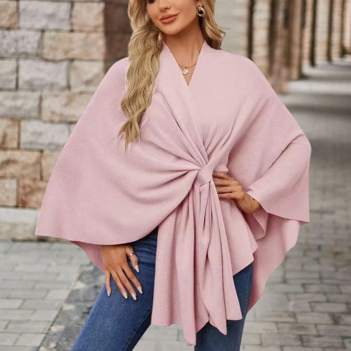 Sancha | Women's Batwing Belted Knit Draped Cape Coat