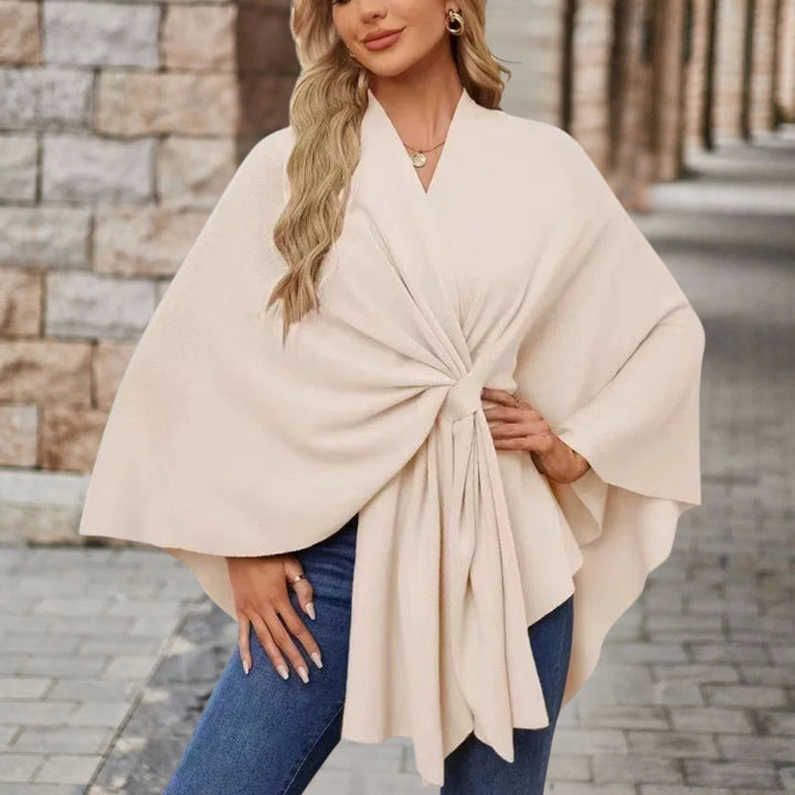 Sancha | Women's Batwing Belted Knit Draped Cape Coat