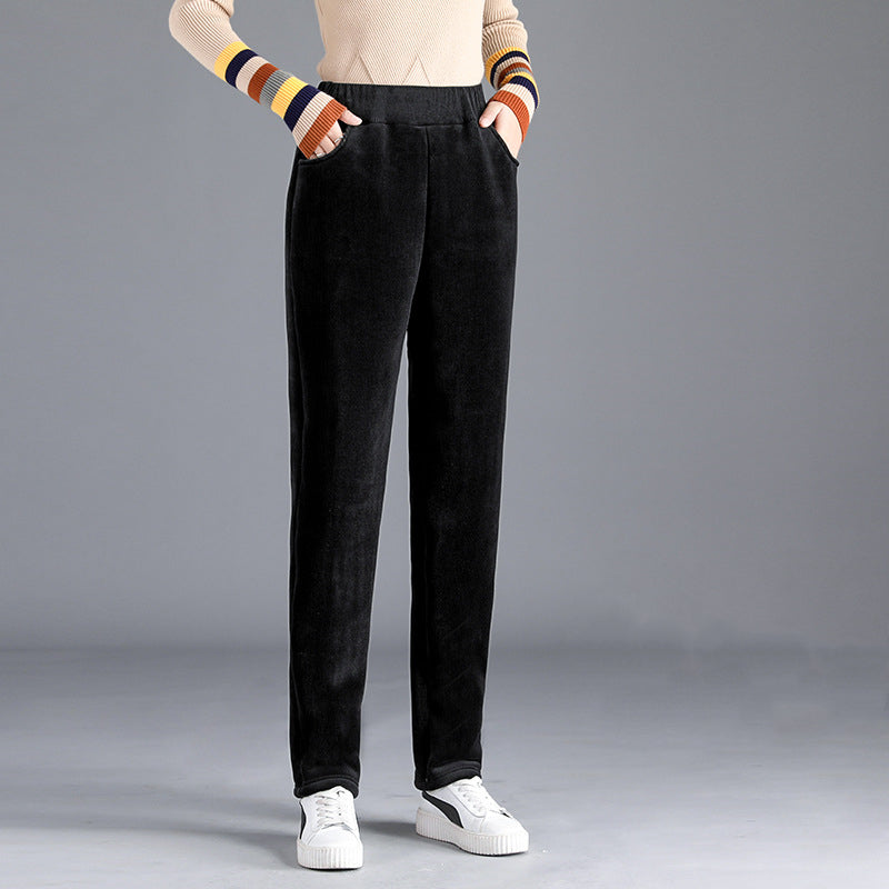 Women's corduroy wide leg harem pants front view