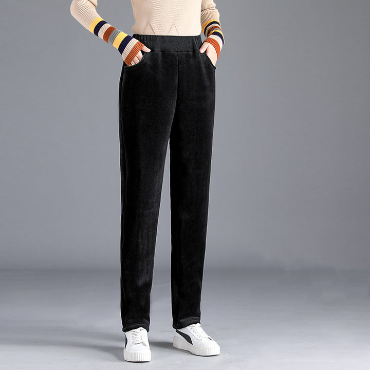Women's corduroy wide leg harem pants front view