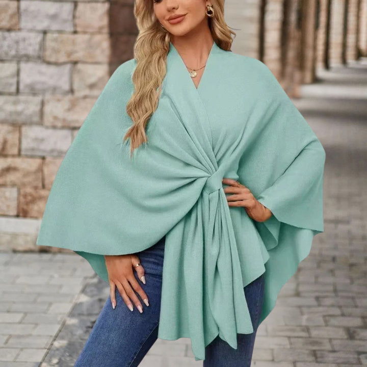 Sancha | Women's Batwing Belted Knit Draped Cape Coat
