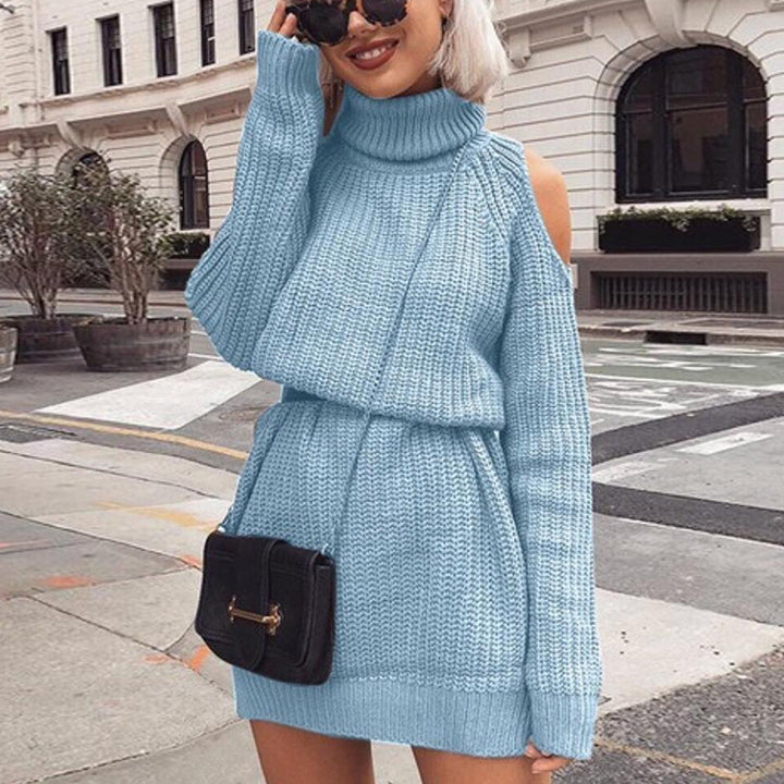 Women's off-shoulder sweater dress front view
