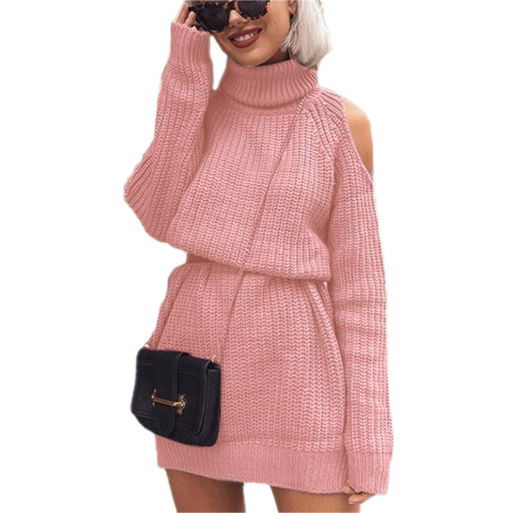 Women's off-shoulder sweater dress front view