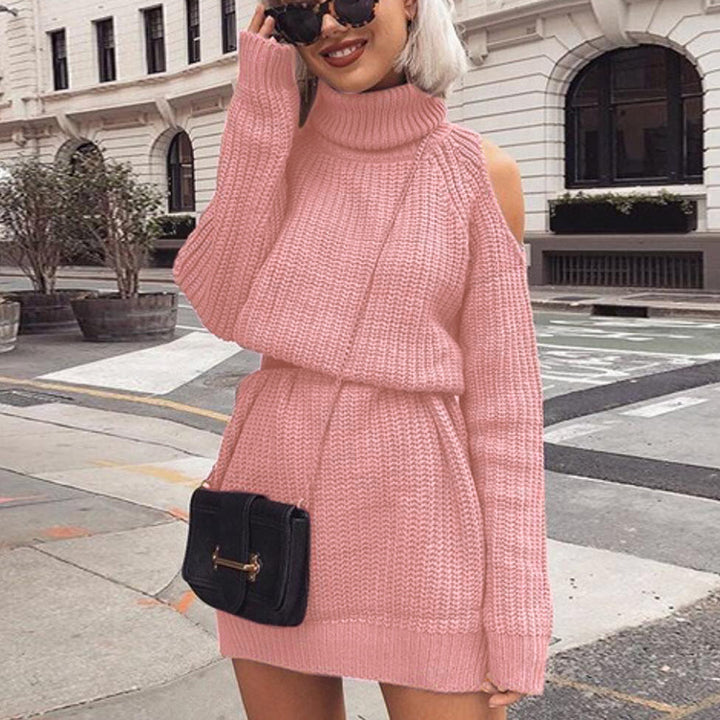 Women's off-shoulder sweater dress front view