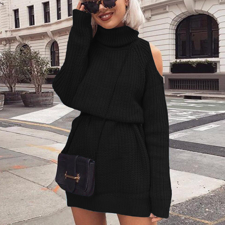 Women's off-shoulder sweater dress front view