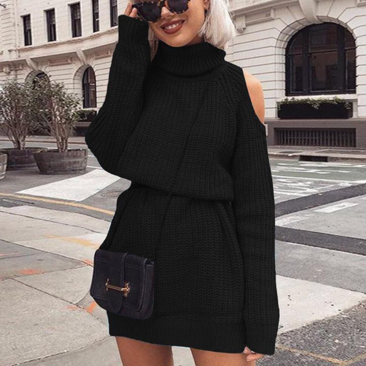 Women's off-shoulder sweater dress front view