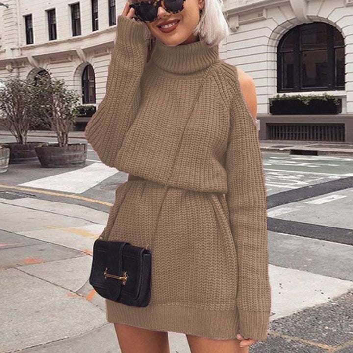 Women's off-shoulder sweater dress front view