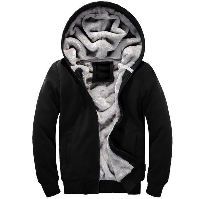 Women's black hooded baseball jacket front view