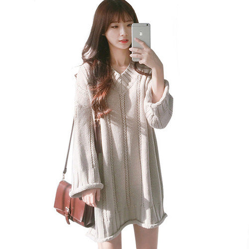 Women's long sleeve knit sweater dress