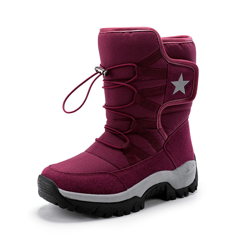 Women's mid-calf winter snow boots with plush lining