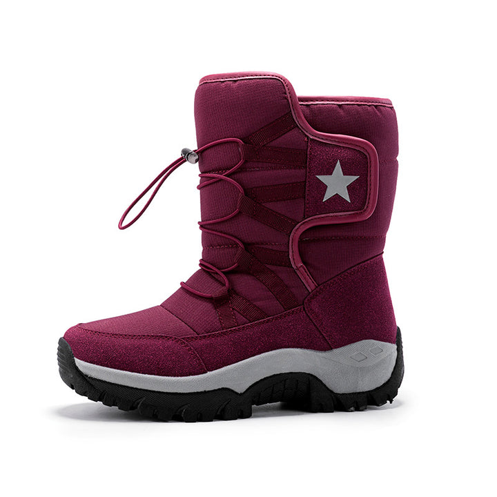 Women's mid-calf winter snow boots with plush lining