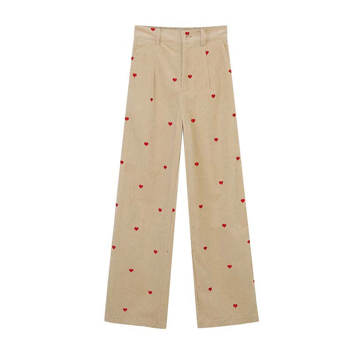 Women's khaki wide leg pants styled for office commute