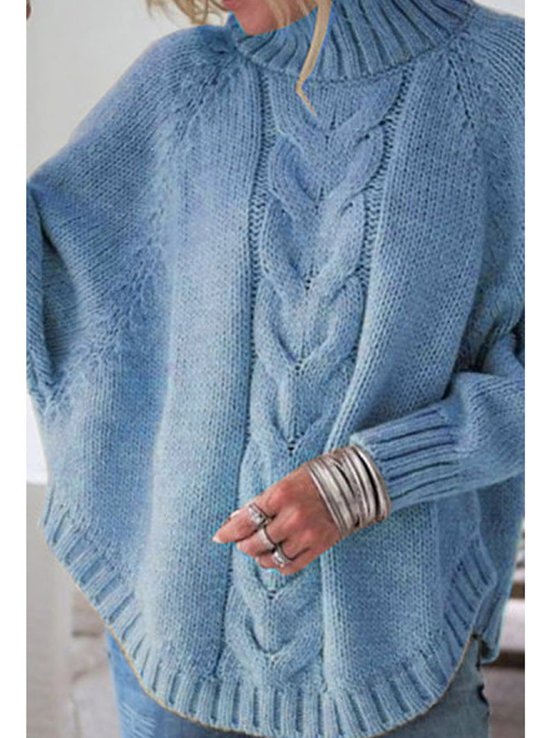 Women's loose high collar batwing sweater