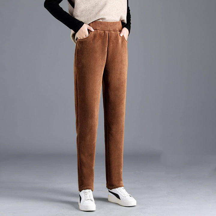 Women's corduroy wide leg harem pants front view
