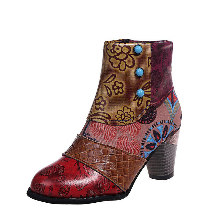 Women's chunky heel ankle boots with side zipper