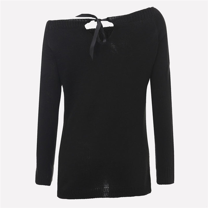 Women's knit pullover sweater in plain cotton