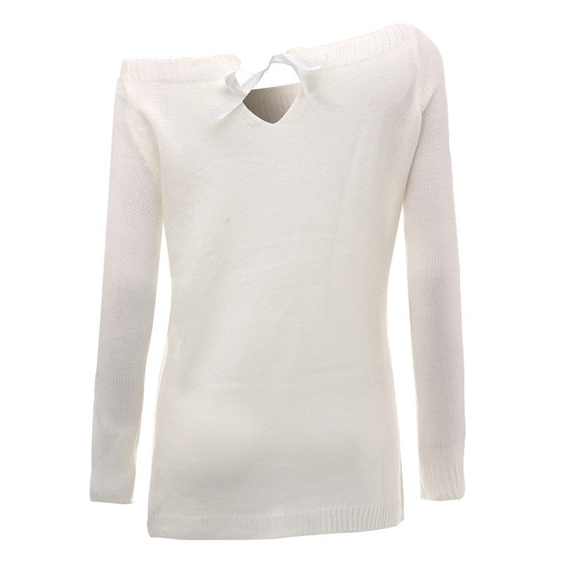 Women's knit pullover sweater in plain cotton