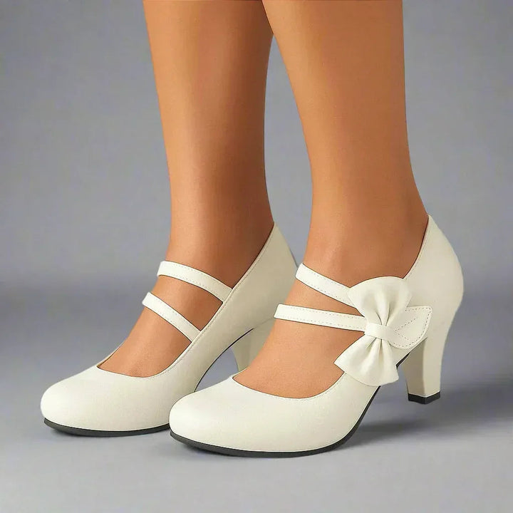 Jolanthe | Women's Bow Block-Heel Strappy Mary-Jane Pumps