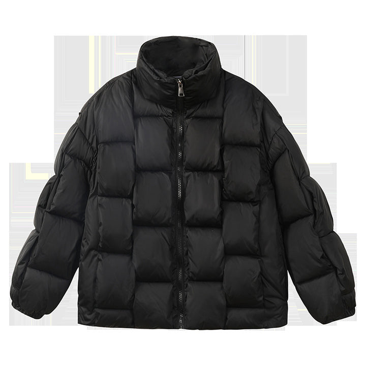 Women's padded winter jacket with pile collar and zip front