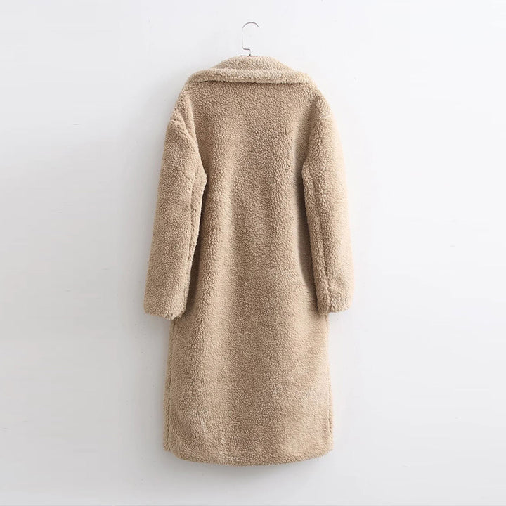 Khaki long coat with long sleeves for women