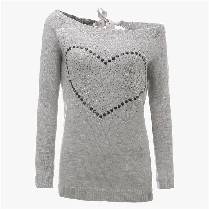 Women's knit pullover sweater in plain cotton