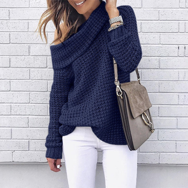 Women's off shoulder knit sweater pullover, long sleeve