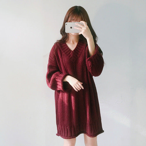 Women's long sleeve knit sweater dress