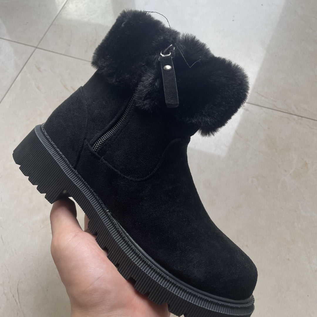 Women's plush lined winter snow boots with side zipper