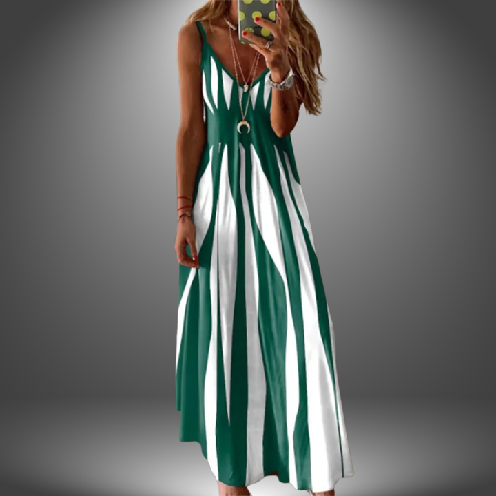 Lyanna | Elegant Sleeveless Stripe Printed Long Dress