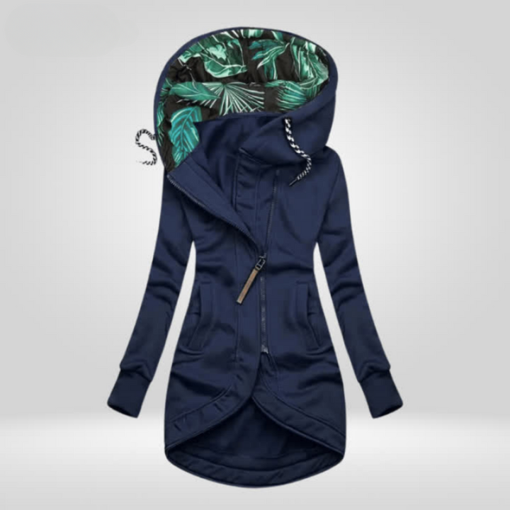 Women's hooded windbreaker coat with adjustable hood