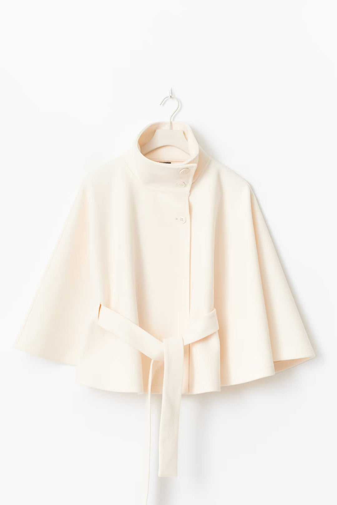 Solveig | Women's Wool Batwing Funnel-Neck Belted Cape Coat