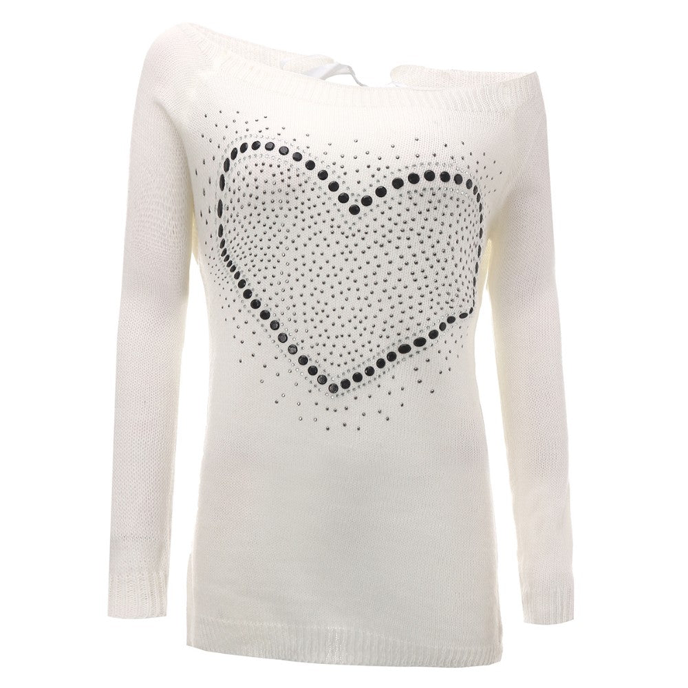 Women's knit pullover sweater in plain cotton