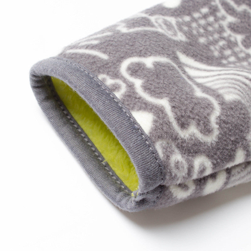 Printed polar fleece jacket cardigan with long sleeves and open front