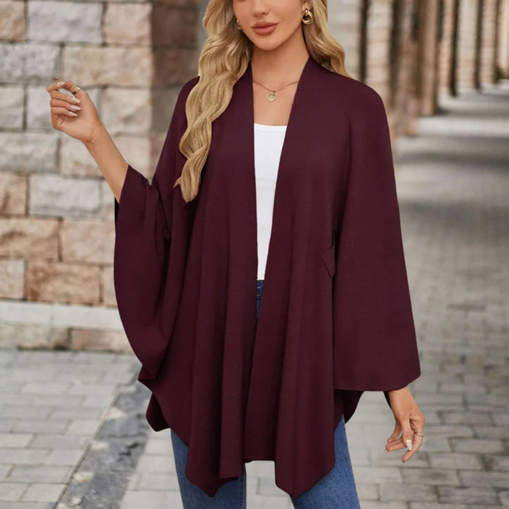 Sancha | Women's Batwing Belted Knit Draped Cape Coat