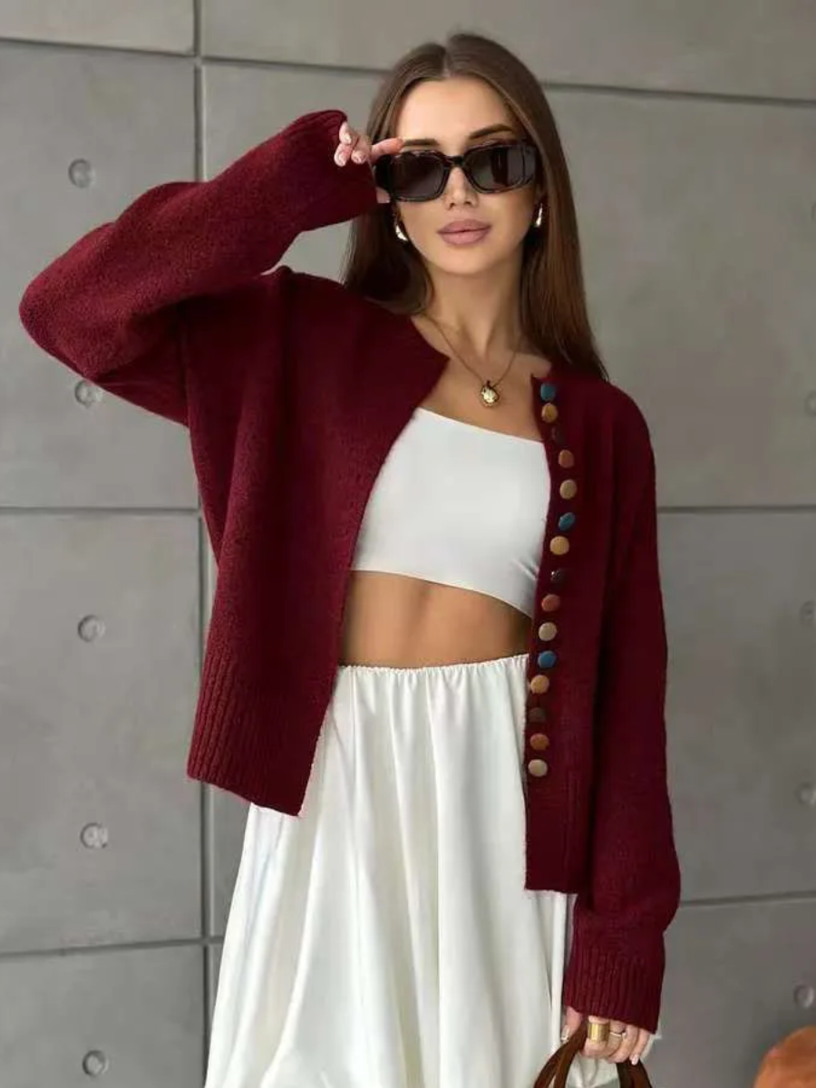 C&M® | BUTTON-ACCENT CARDIGAN Carol & Margaret Wilmington