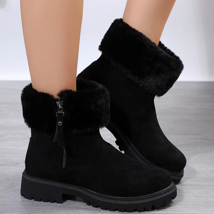Women's plush lined winter snow boots with side zipper