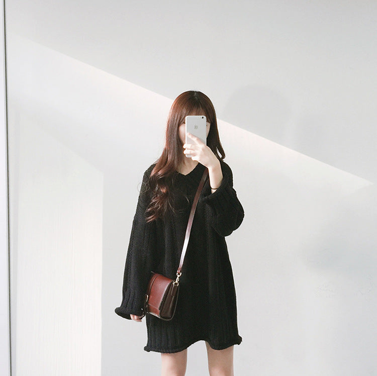 Women's long sleeve knit sweater dress