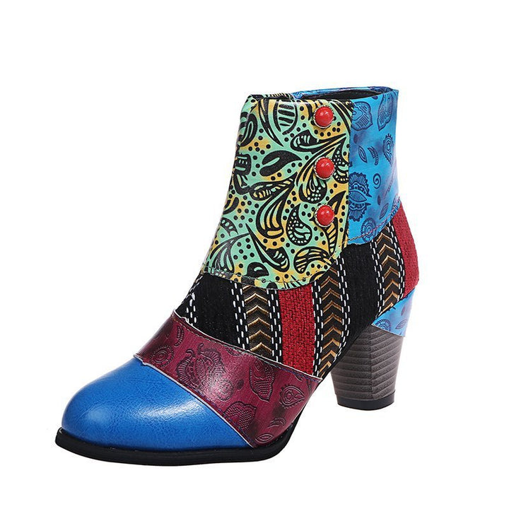 Women's chunky heel ankle boots with side zipper