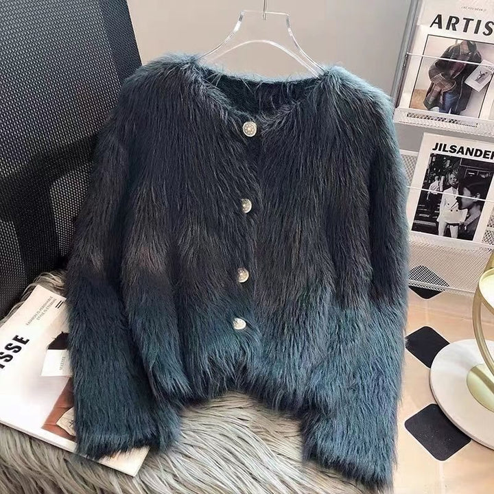 Women's knit cardigan coat with long sleeves