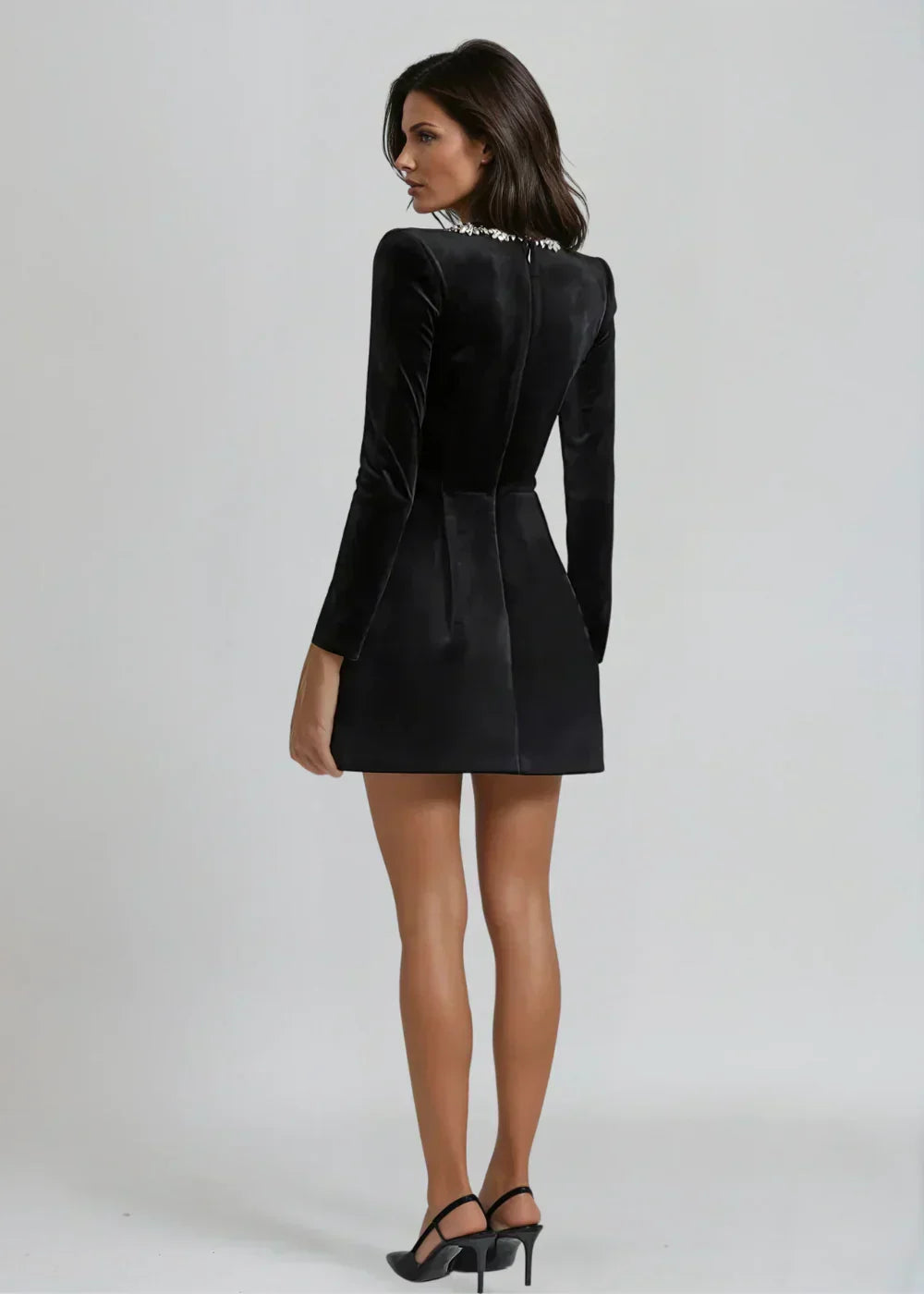 Capucine | Women's Velvet Square-Neck Floral Mini Dress