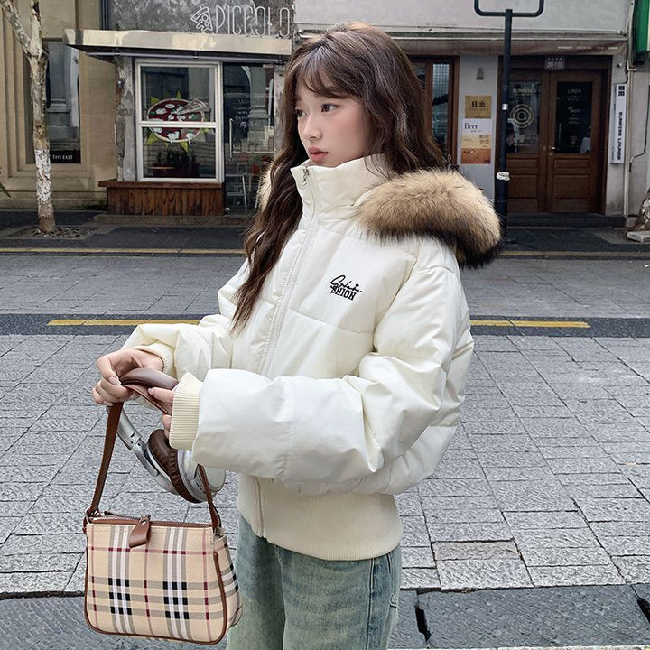 Women's padded winter coat with faux fur collar