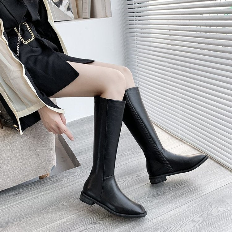 Women's brown thick heel over the knee boots