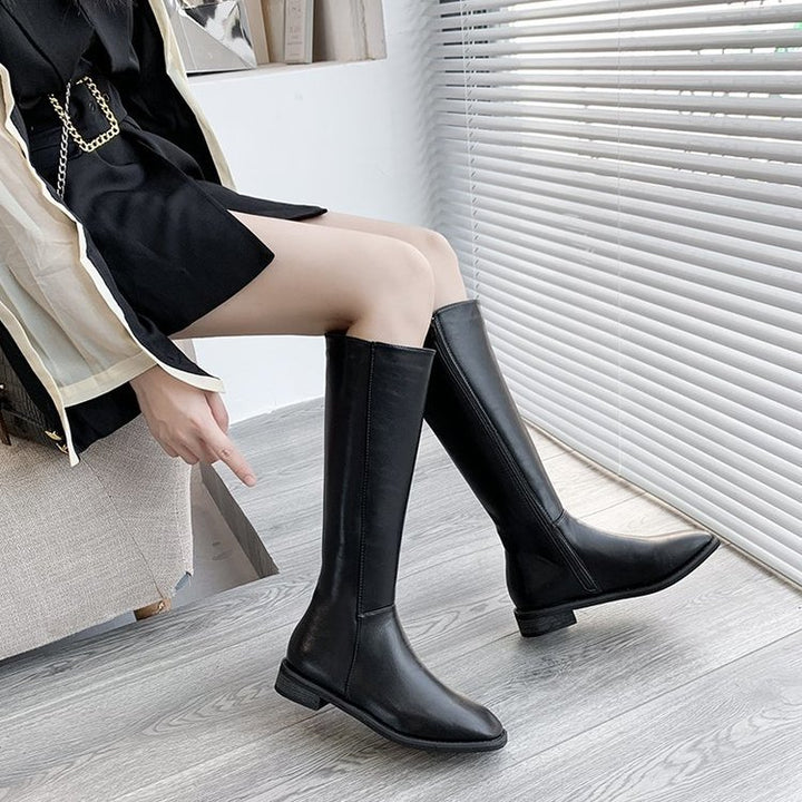 Women's brown thick heel over the knee boots