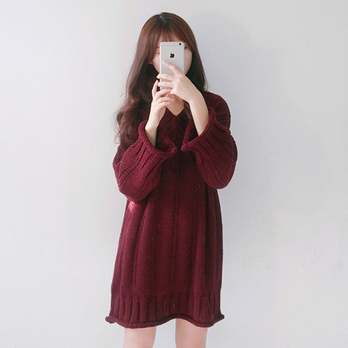 Women's long sleeve knit sweater dress